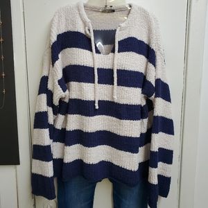 Fuzzy Striped Pullover Sweater